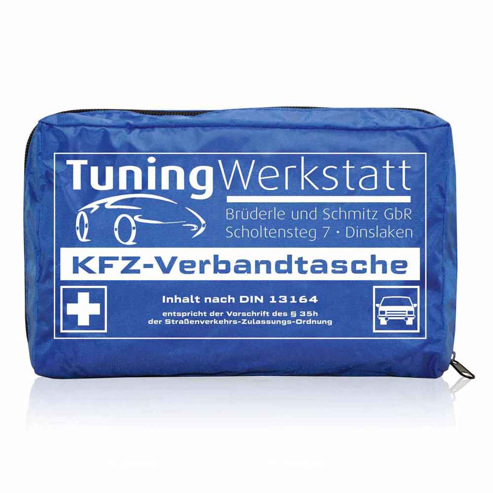 60-50-110-1-00-04-020-kfz-verbandtasch-safe-blau-aufdruck-e56301 KFZ-Verbandtasche - SAFE MIT INDIVIDUELLEM MOTIV - 3 Farben