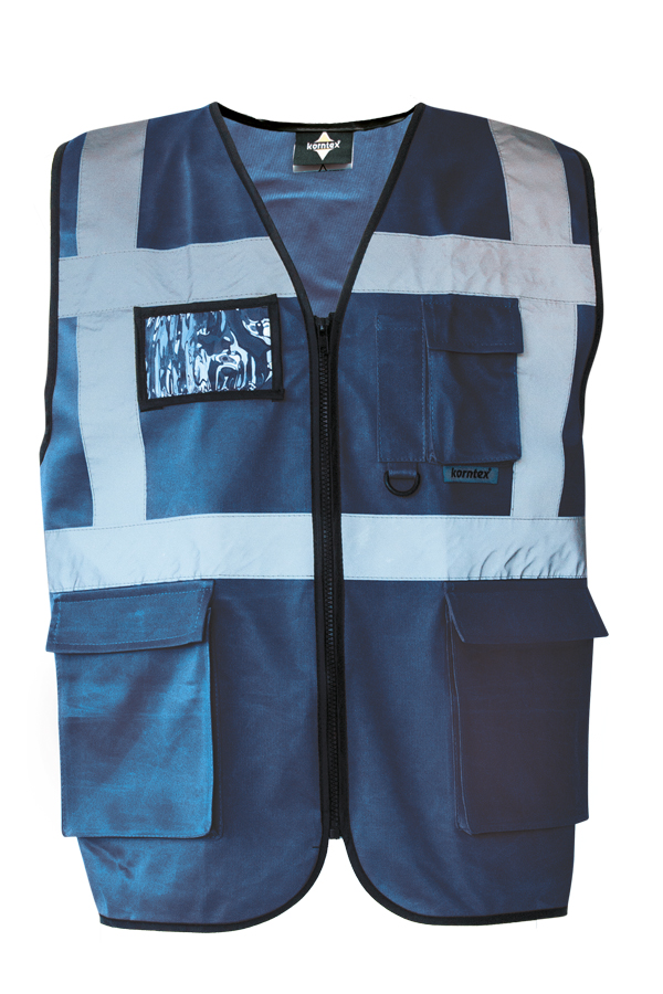 Korntex® Warnweste „Berlin“ - Multifunktional mit Taschen - Waldgrün/Signal-Gelb - XXL