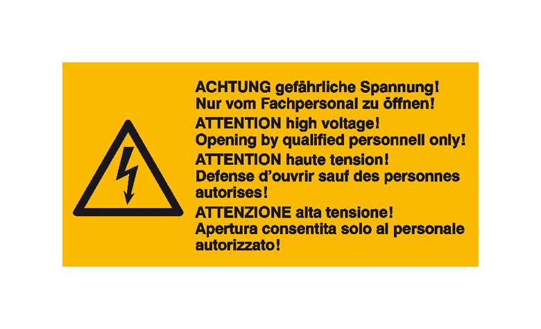 35-10-437-0-10-058-warn-kombischild-auf-bogen-achtung-gefahrliche-spannung-nur-von-fachpersonal-zu-offnen-300621-b55683 Warn-Kombischild auf Bogen - Achtung gefährliche Spannung! Nur von Fachpersonal zu öffnen - Mehrsprachig