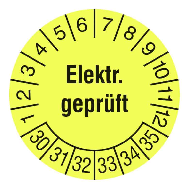 Prüfplakette Elektrisch geprüft - Leuchtgelb oder Leuchtgrün