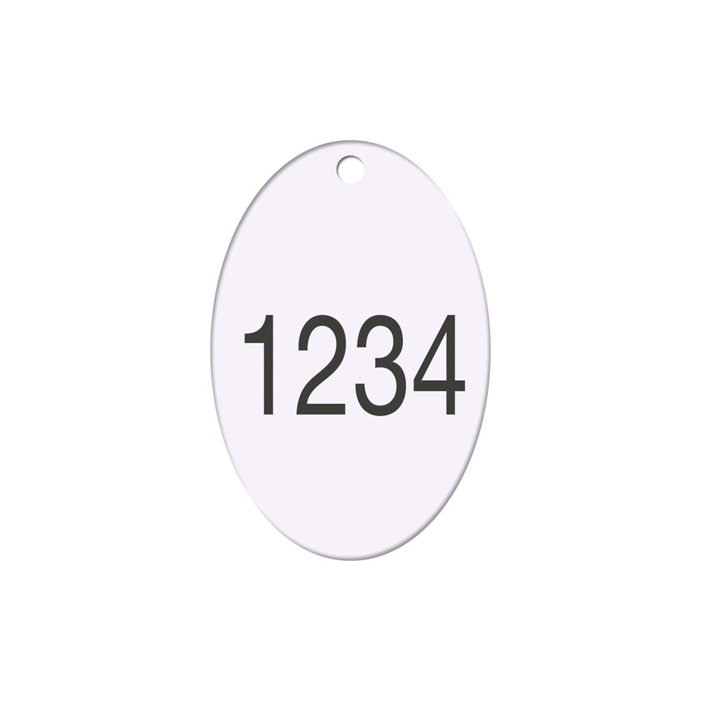 Schlüsselanhänger - Ovalform - Alu Silber matt - 4-6 stellig nummeriert - mit Bohrung