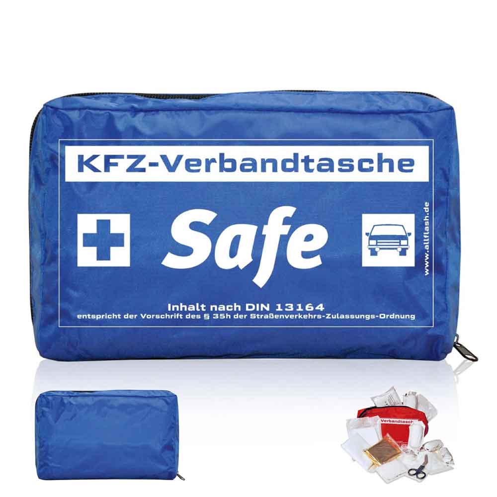 60-50-110-0-00-03-020-kfz-verbandstasche-blau-7e30d3 KFZ-Verbandtasche - SAFE Mit STANDARDMOTIV - 3 Farben