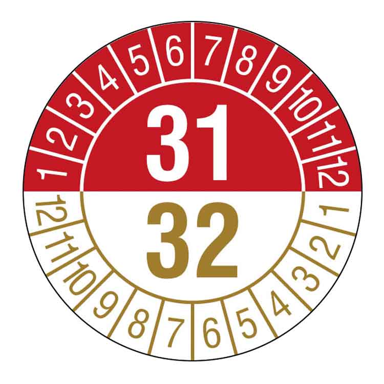 Prüfplakette - Jahresplakette mit Prüfzeitraum 1 bis 5 Jahre - Dokumentenfolie