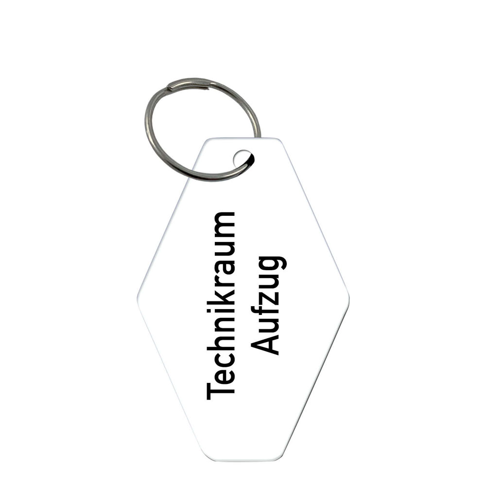 Schlüsselanhänger - Rautenform - Kunststoff - 2-zeilige Gravur - mit Schlüsselring