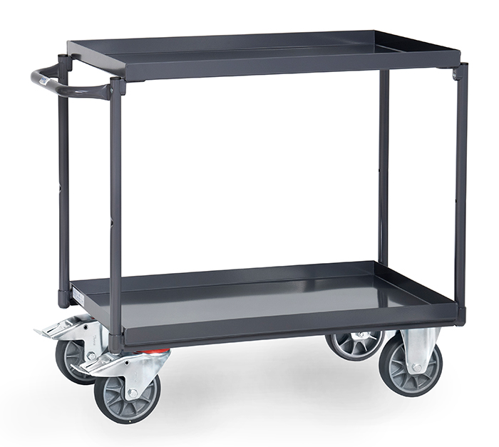 ESD-Tischwagen mit Wannen - elektrisch leitfähig - in 2 Größen - 2 Ladeflächen - Schiebegriff waagerecht