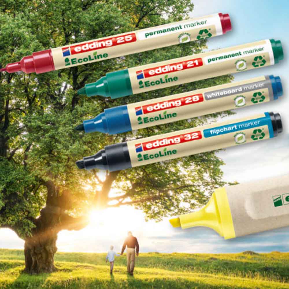 Edding 21 EcoLine Permanentmarker mit Rundspitze - 4 Farben im Set Edding 21 EcoLine Permanentmarker mit Rundspitze - 4 Farben im Set