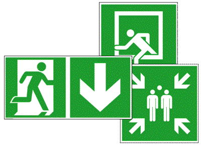 Nachleuchtende Fluchtwegschilder