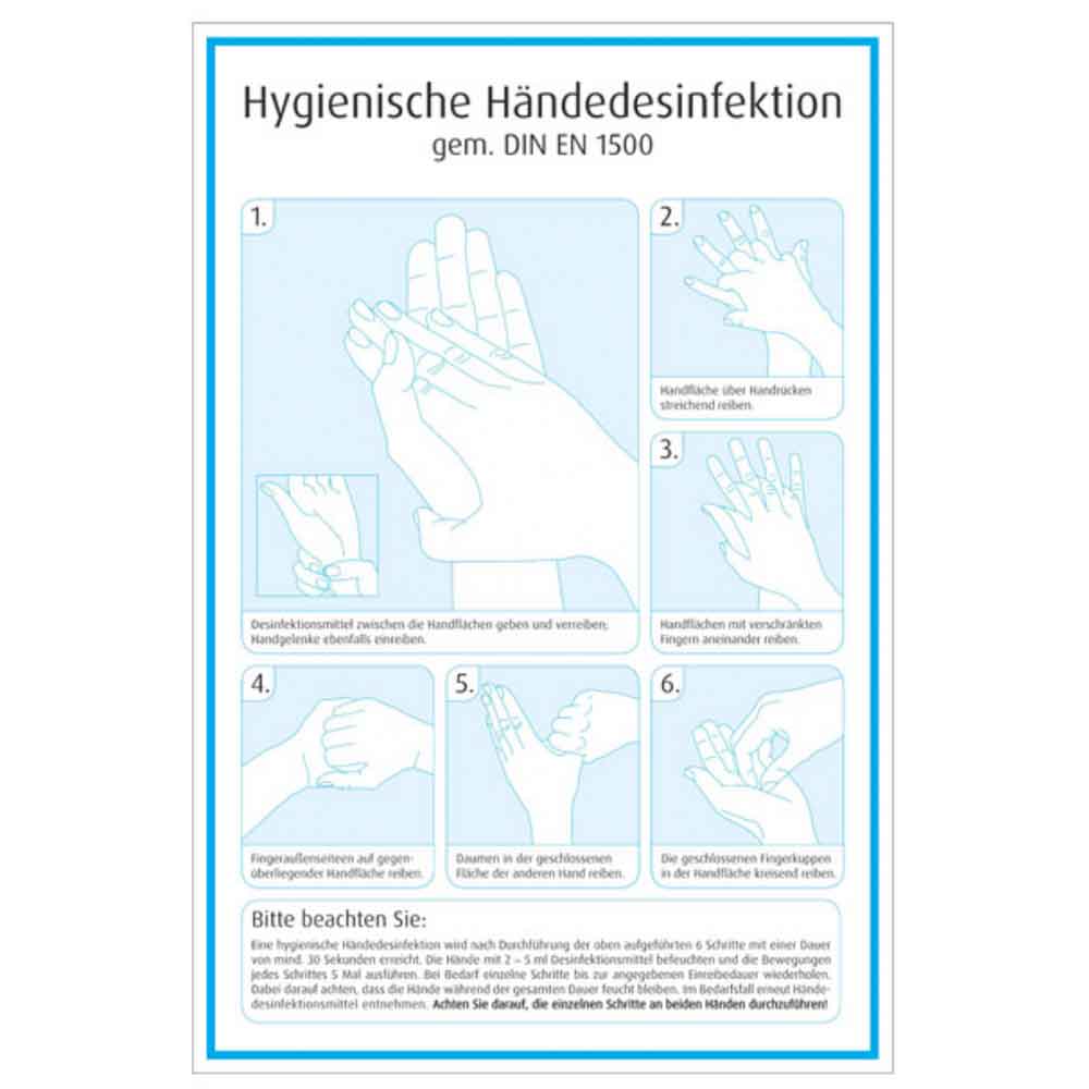Händedesinfektionsplan - Hygienische Händedesinfektion - Kunststoff