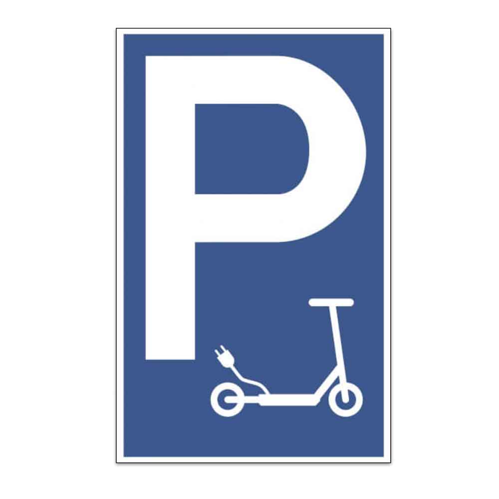Parkplatzschild - Symbol: P und E-Scooter