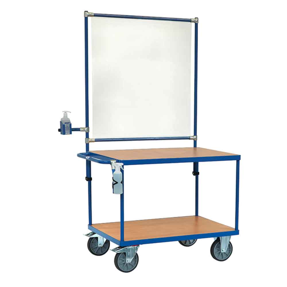 Tischwagen mit Infektionsschutzausstattung - Ladefläche L 1000 x B 700 mm - Tragkraft 600 kg Tischwagen mit Infektionsschutzausstattung - Ladefläche L 1000 x B 700 mm - Tragkraft 600 kg