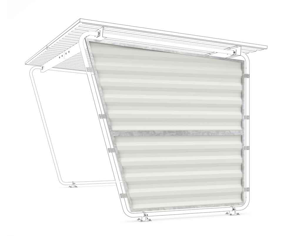 Materialüberdachung Siegen - Zubehör Seitenwand Rechts - S14 / S16 / S17 / S18 / S19 - Stahl - Grauweiss Materialüberdachung Siegen - Zubehör Seitenwand Rechts - S14 / S16 / S17 / S18 / S19 - Stahl - Grauweiss