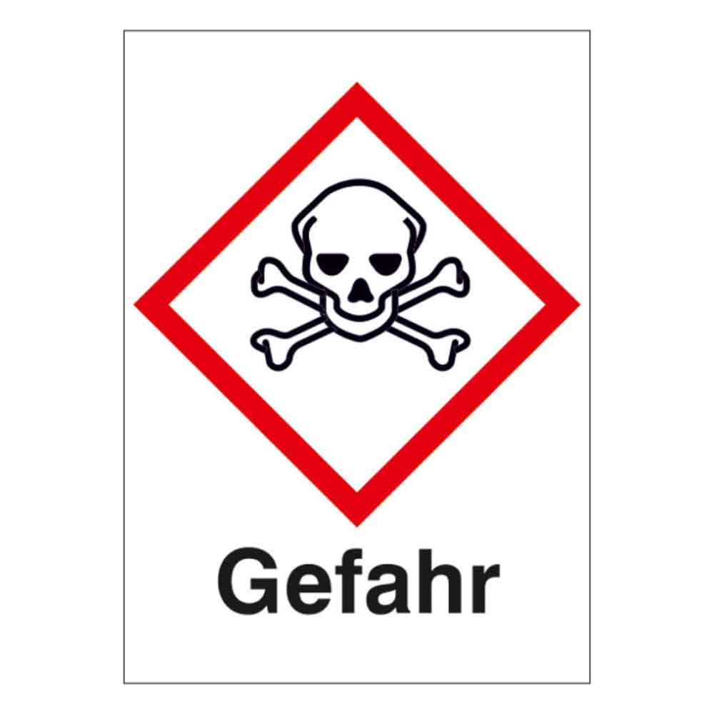 GHS-Gefahrstoffetikett - Kombischild mit Text: Gefahr
