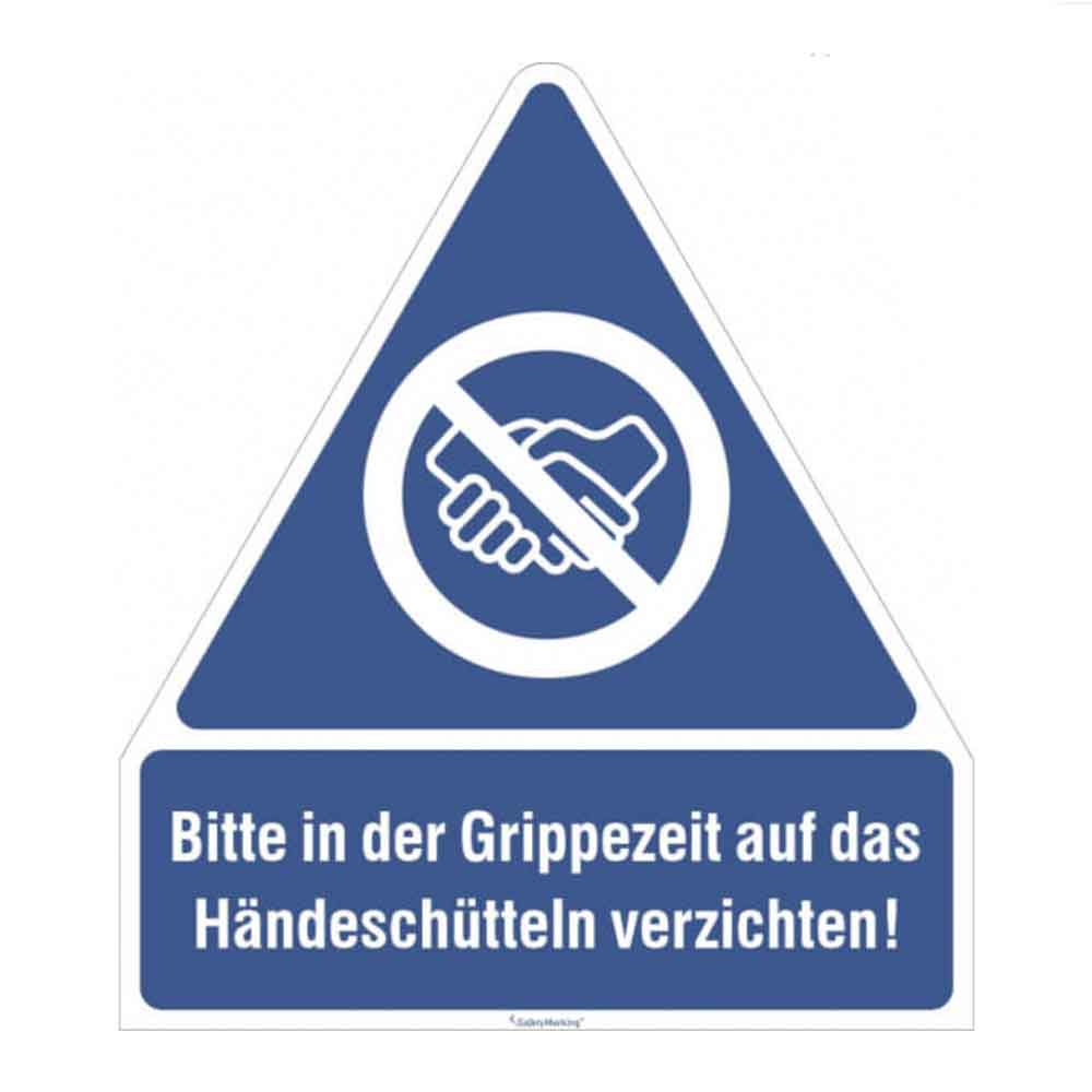 Gebots-Kombischild - Bitte in der Grippezeit auf das Händeschütteln verzichten!