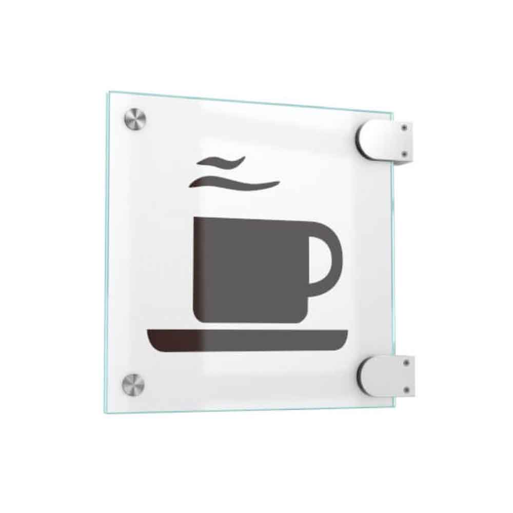 CRISTALLO Fahnenschild - 2 x 4 mm Sicherheitsglas - mit Edelstahl-Schildklemmen - 3 Größen CRISTALLO Fahnenschild - 2 x 4 mm Sicherheitsglas - mit Edelstahl-Schildklemmen - 3 Größen