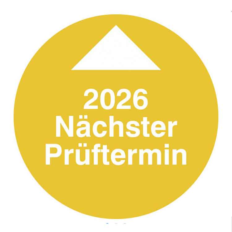 Prüfplakette - Nächster Prüftermin - Jahresplakette in Jahresfarbe Dokumentenfolie