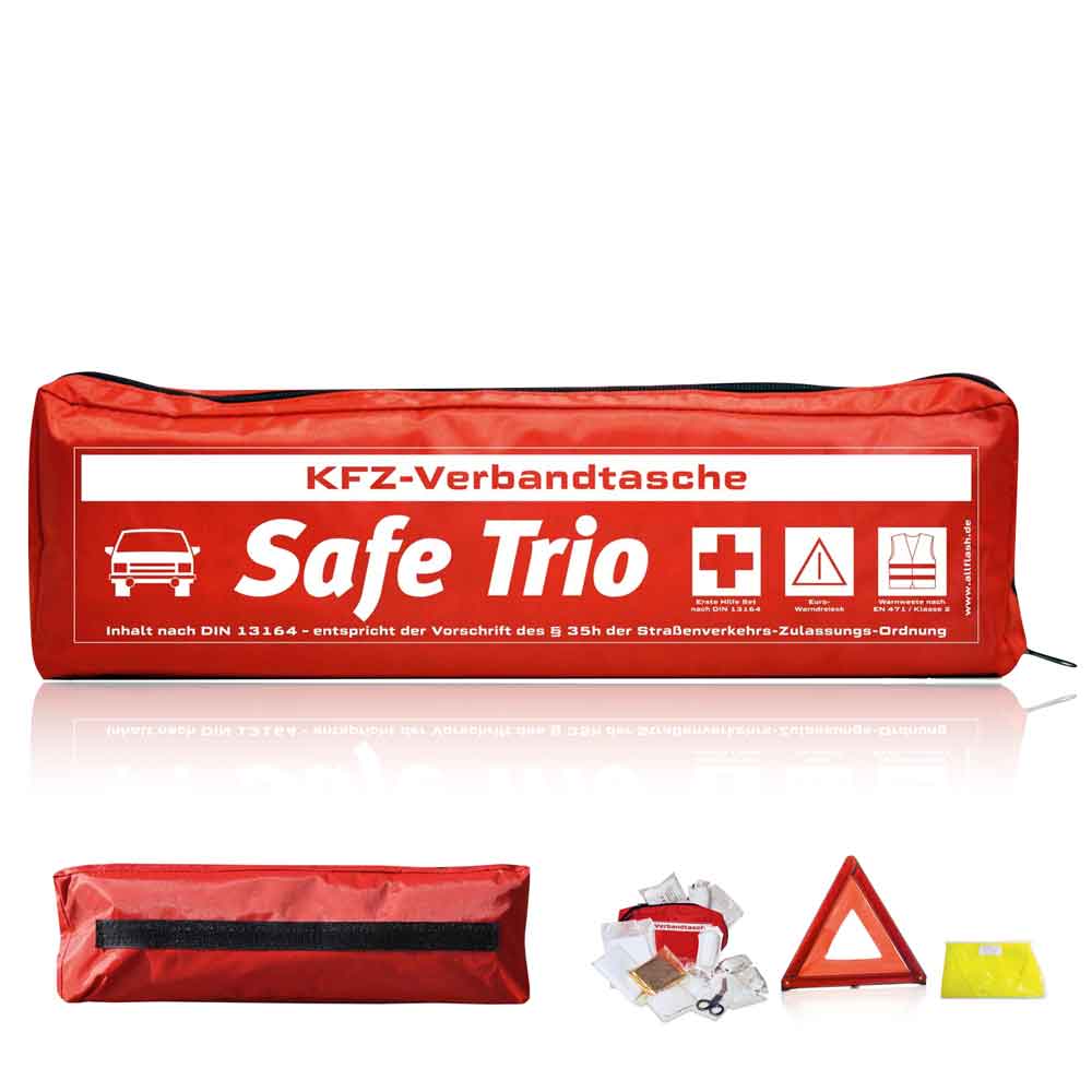 KFZ-Verbandtasche - SAFE TRIO MIT STANDARDMOTIV - 3 Farben