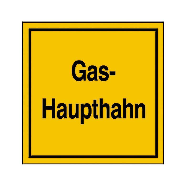 Hinweisschild für Gasanlagen - Text: Gas-Haupthahn