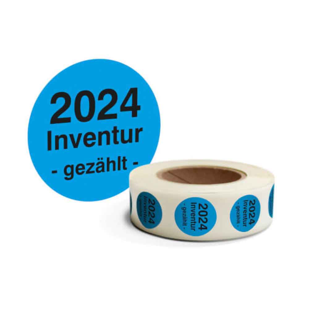 Inventur-Etiketten -Text: Inventur gezählt - mit Jahreszahl - in 4 Farben Inventur-Etiketten -Text: Inventur gezählt - mit Jahreszahl - in 4 Farben