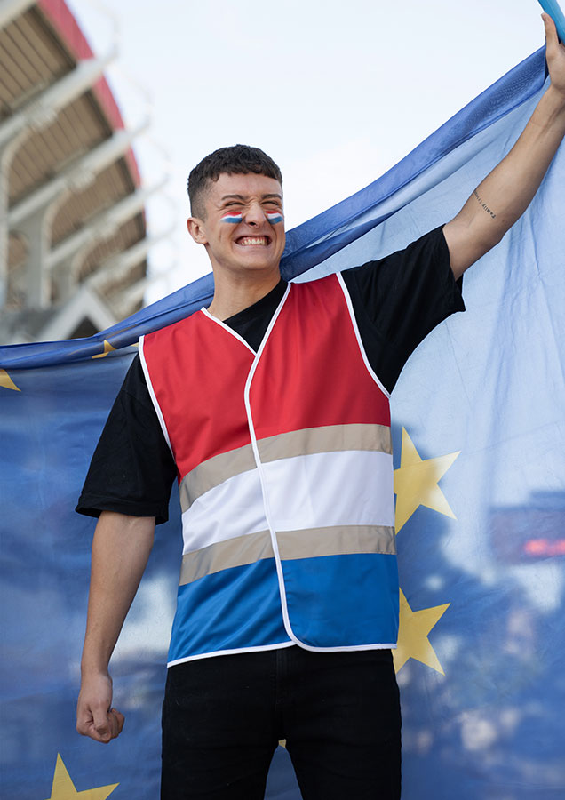 Korntex® Nationen-Warnweste „France“ - CO2 Neutral - S/M Korntex® Nationen-Warnweste „France“ - CO2 Neutral - S/M