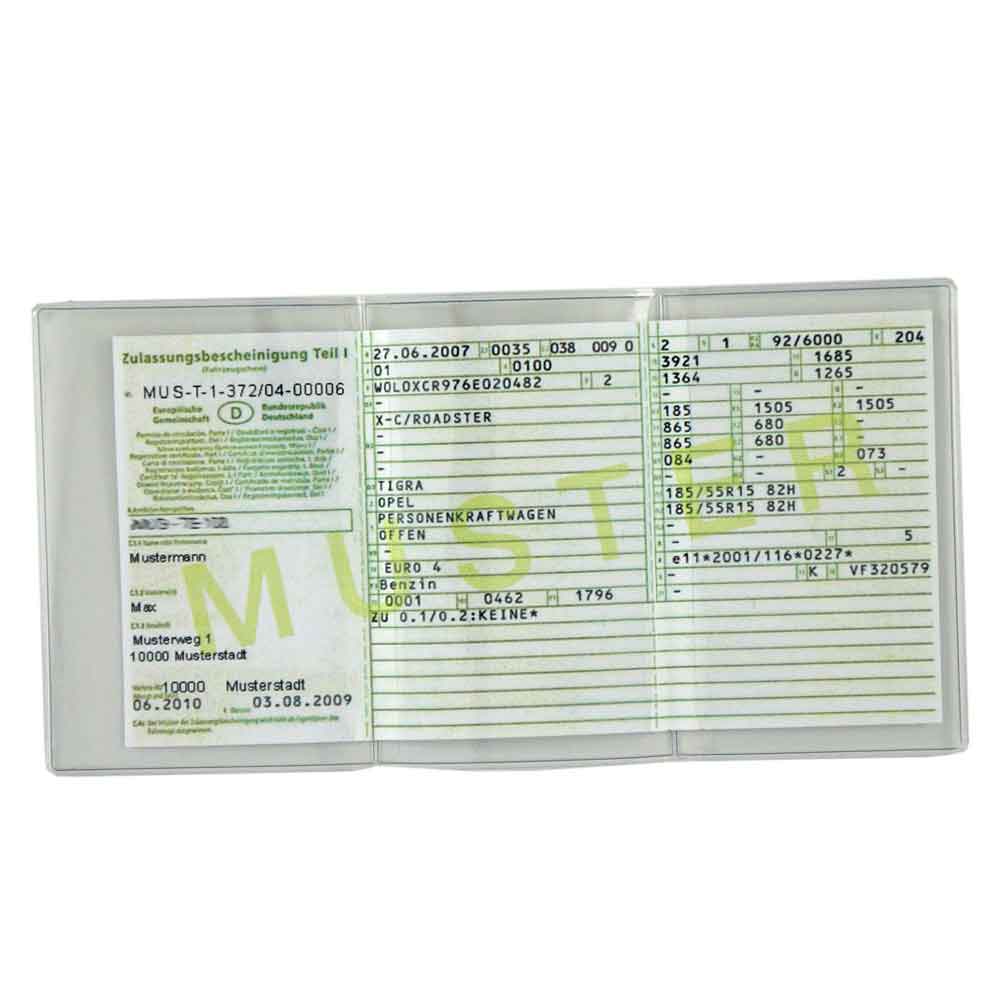 Kfz-Schein-Hülle - mit Rückfolie - 3 Taschen - faltbar - Premiumqualität - Transparent Kfz-Schein-Hülle - mit Rückfolie - 3 Taschen - faltbar - Premiumqualität - Transparent