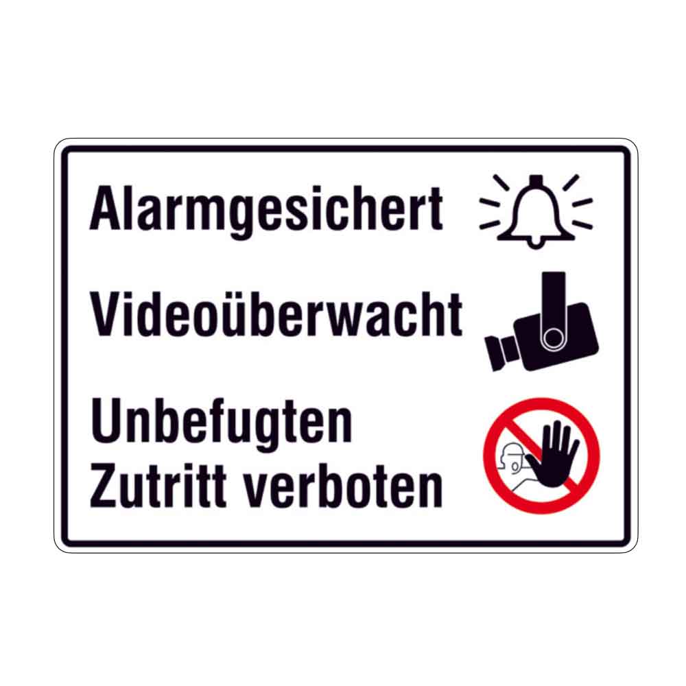 Hinweisschild - Grundbesitzkennzeichnung Alarmgesichert Videoüberwacht Hinweisschild - Grundbesitzkennzeichnung Alarmgesichert Videoüberwacht