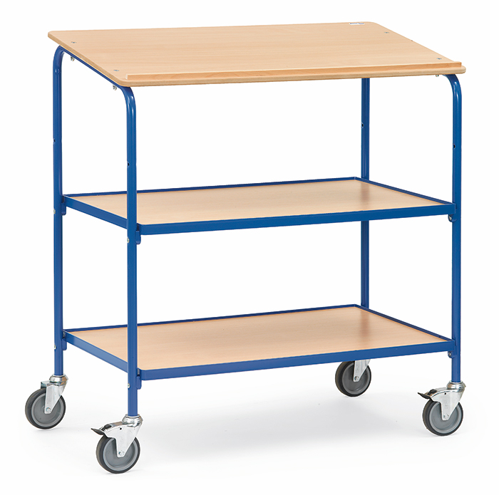Rollpult mit geneigter Schreibplatte - B 1100 x T 589 mm - 2 Ablageböden - Tragkraft 100 kg