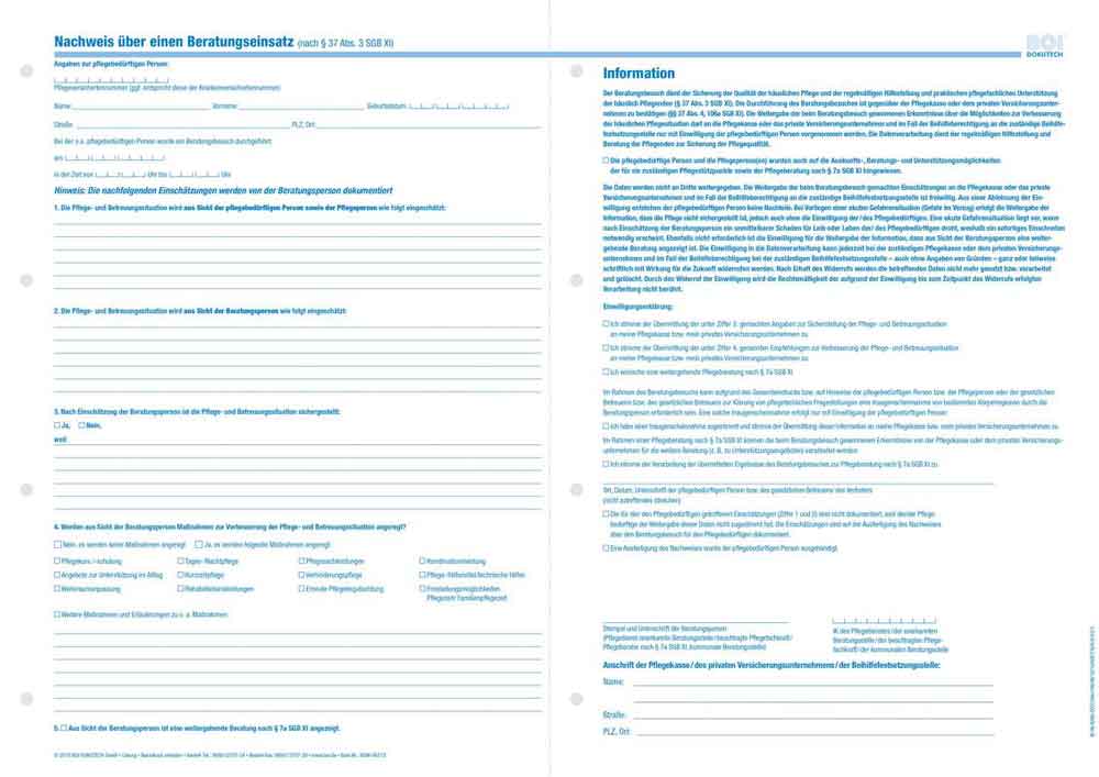 Formular "Nachweis über einen Beratungseinsatz" - Zubehör für Dokumentationsmappen Formular "Nachweis über einen Beratungseinsatz" - Zubehör für Dokumentationsmappen