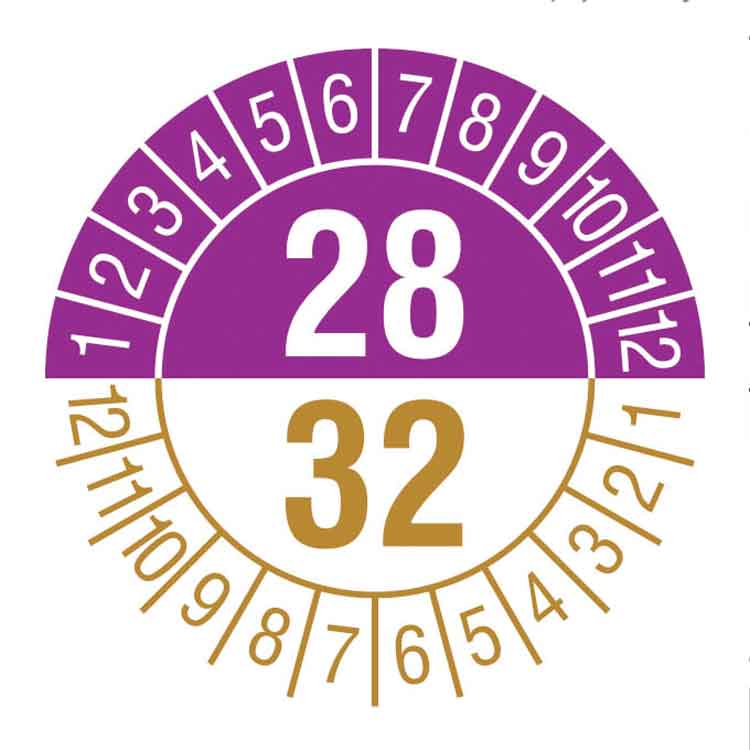 Prüfplakette - Jahresplakette mit Prüfzeitraum 1 bis 5 Jahre - Dokumentenfolie