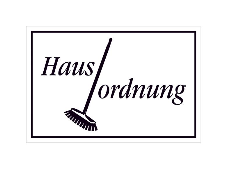 Hinweisschild - Grundbesitz - Symbol und Text: Hausordnung